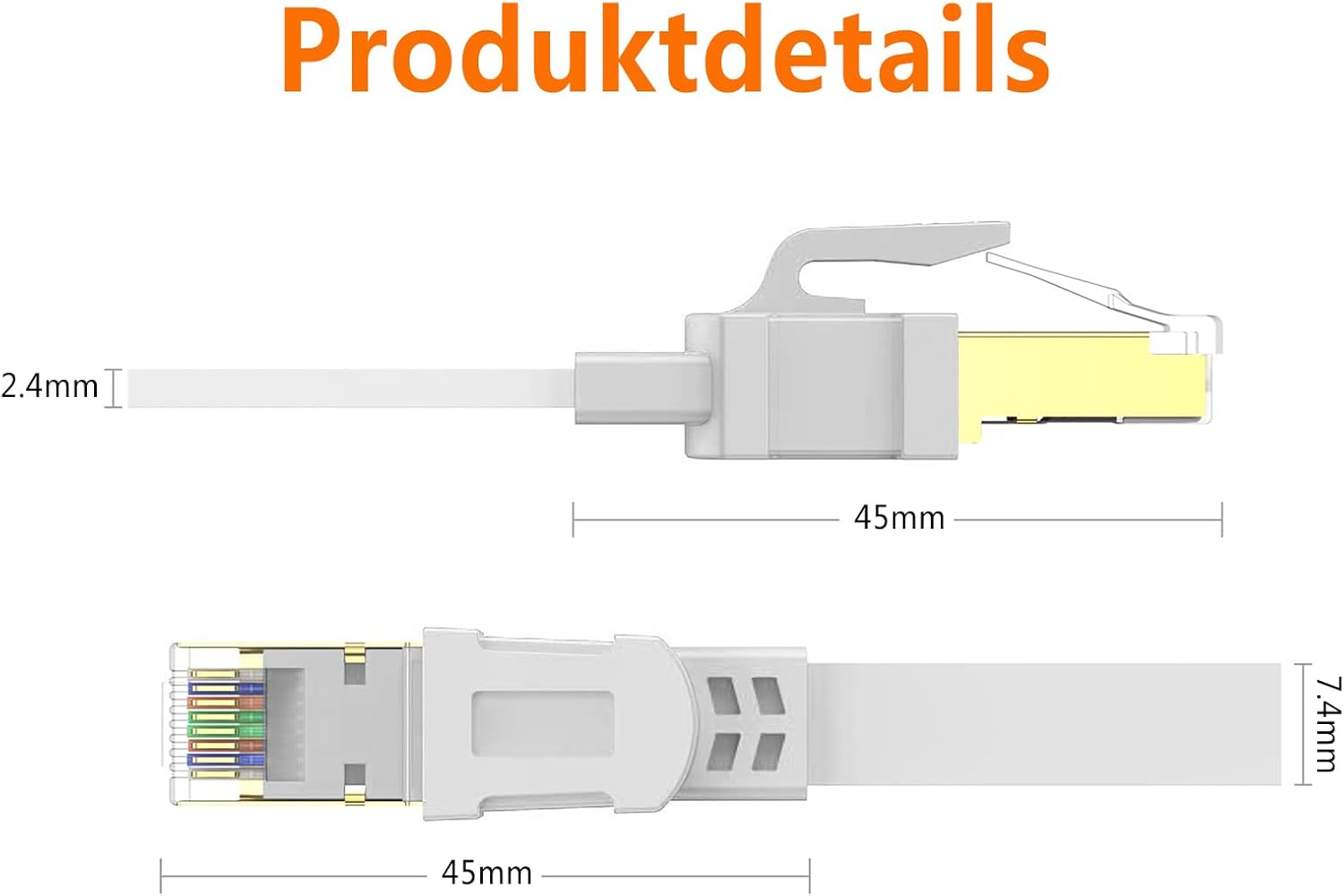 Detalle de Ercielook Cavo Ethernet Cat 8 2m: SPD 40 Gbps e schermato, formato piano