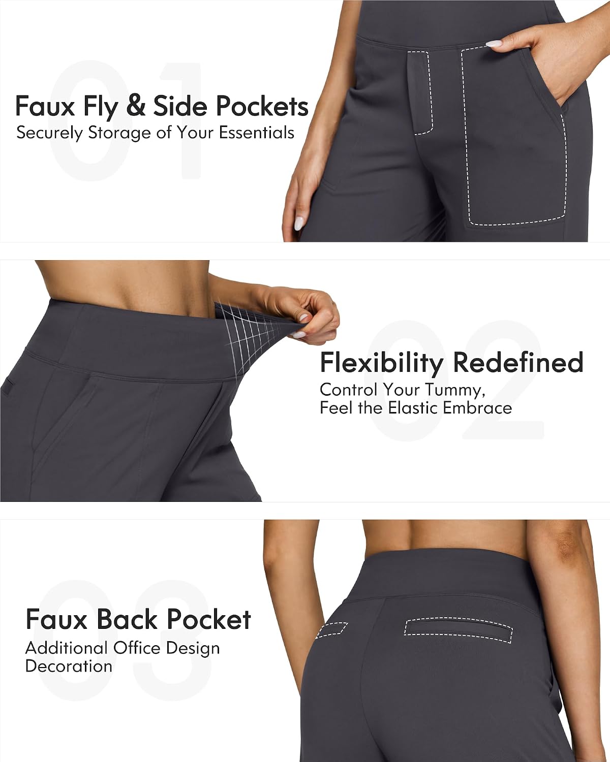 Thumbnail 3 de G4Free Wide-Leg Yoga Dress Pants with 4-Way Stretch and Moisture-Wicking Fabric