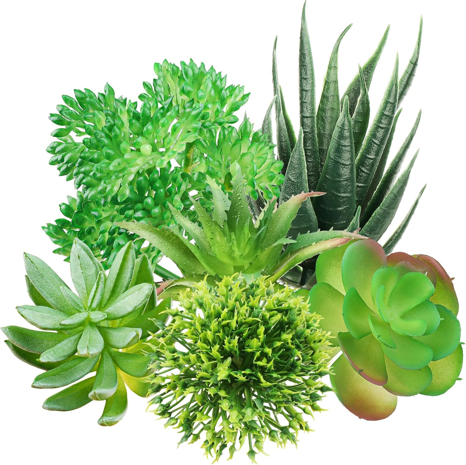 Detalle de QUOZUO 1214-QEUQU kunstvetplanten, set van 6 mini vetplanten in groen