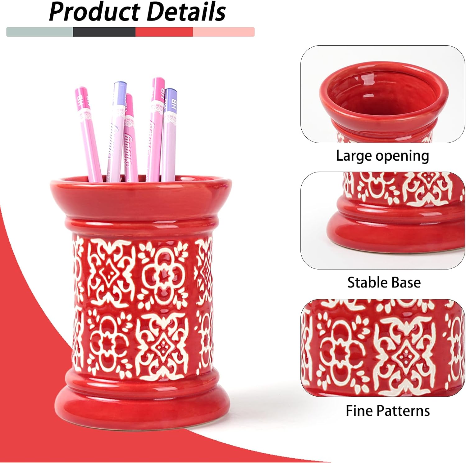 Detalle de Zaposcca Ceramic Pencil Holder, 8.7 × 8.7 × 12 cm