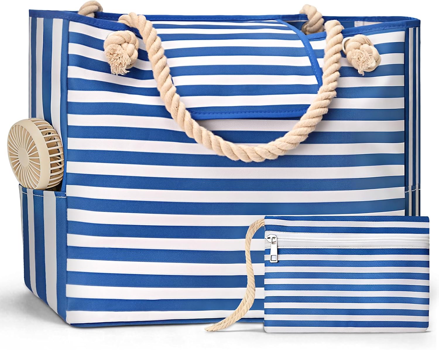 Detalle de Laxee Large Beach Bag for Women: Waterproof 30L Tote with Cosmetic Bag and Extra Pockets