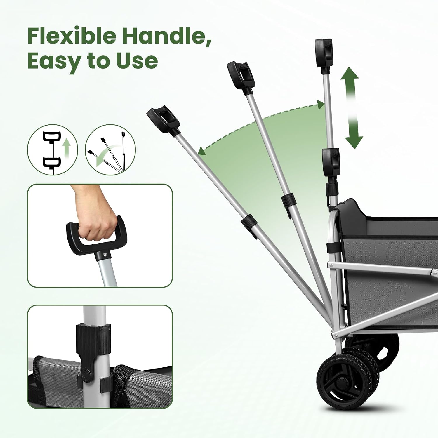 Detalle 2 de WOLTU Carrello con Ruote Pieghevole, Grigio Scuro: Compatto, Durevole e Versatile