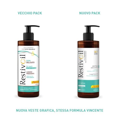 Detalle de RestivOil Extra Delicato Shampoo Olio Idratante per Capelli da Normali a Delicati, 400 ml