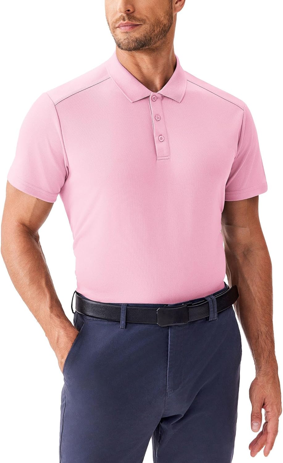 Detalle 2 de PINSPARK Men’s Quick-Dry Golf Polo Shirt (Slim Fit, Short Sleeve, Solid)