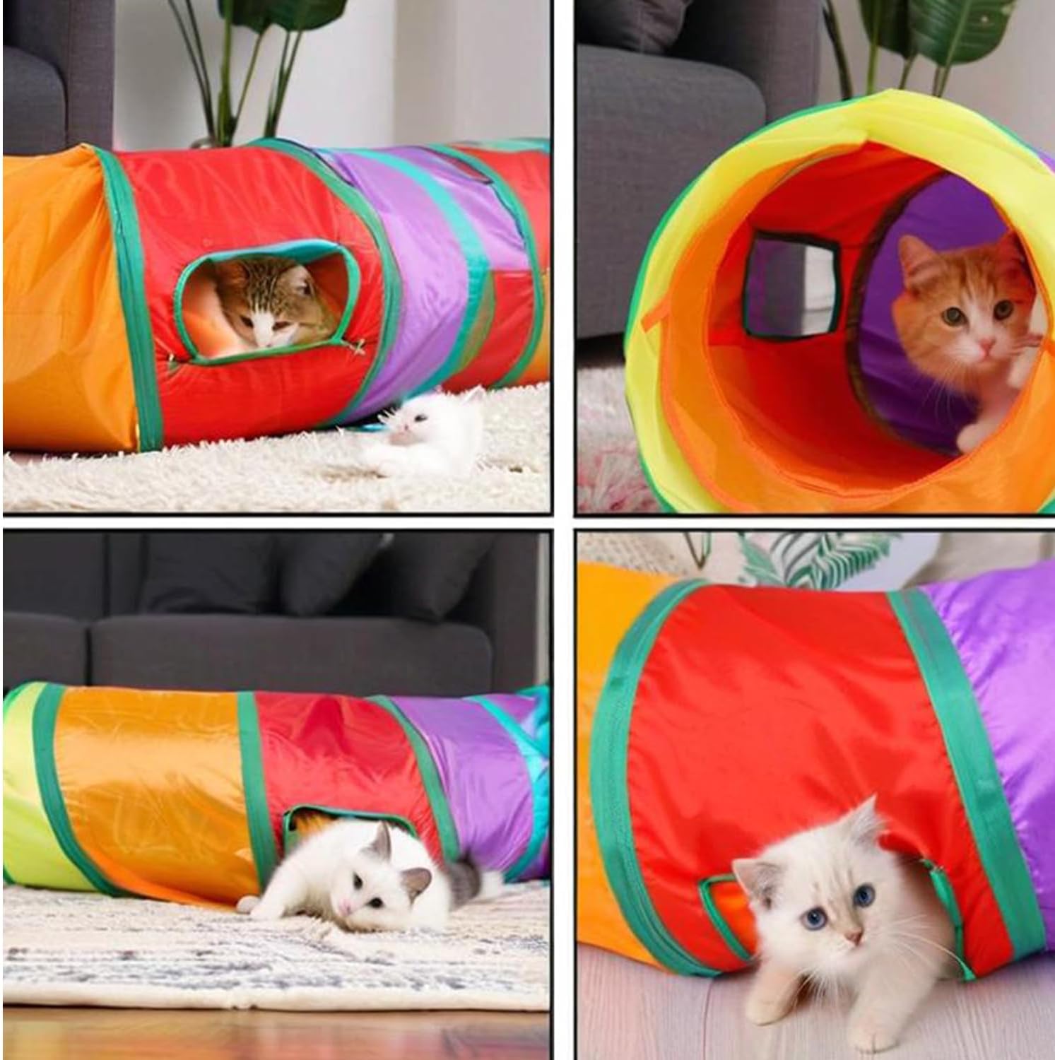 Thumbnail 3 de DoggKKin faltbarer Katzentunnel mit Vogelspielzeug (123 x 25 cm) – Selbstbeschäftigung für Katzen