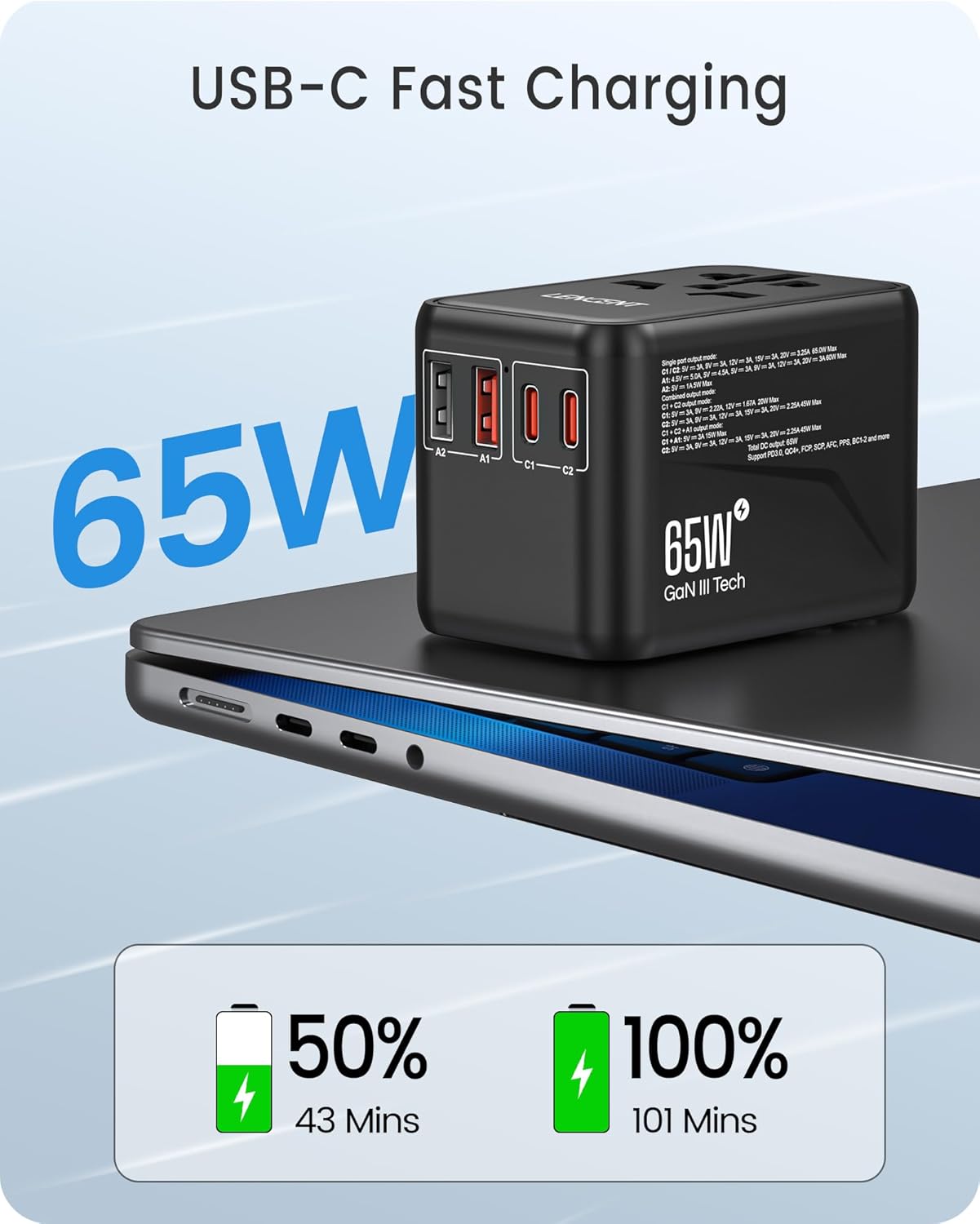 Thumbnail 2 de LENCENT Reiseadapter GaN3 65 W für Reisen