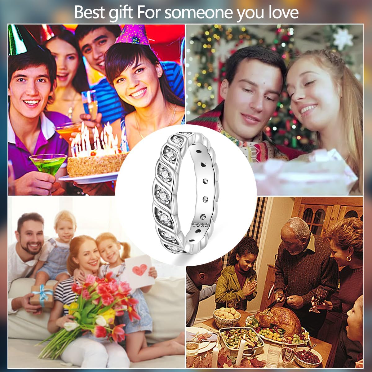 Thumbnail 5 de 925 Sterling Silber Damenringe Elegante Zirkonia