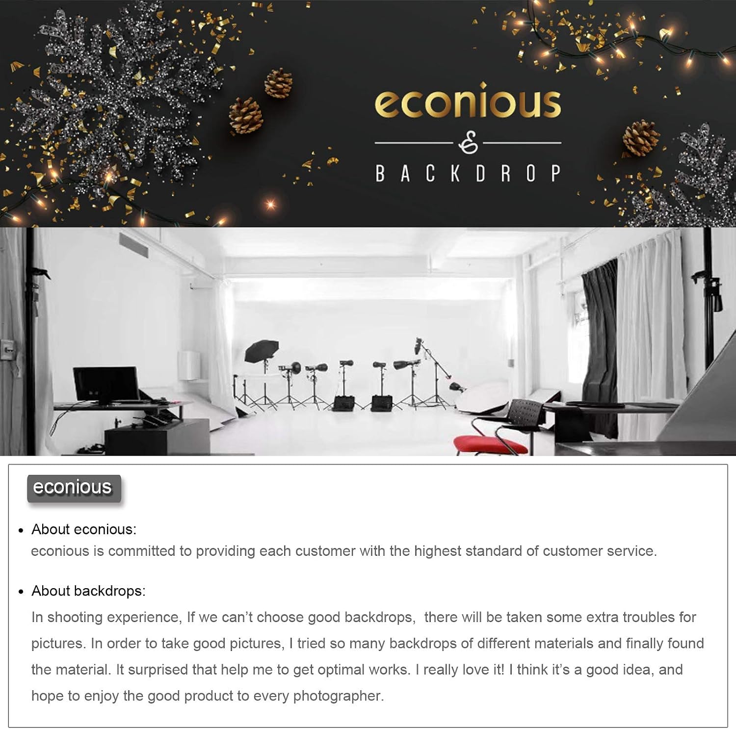 Detalle de econious Fotohintergrund 1,5 x 2,2 m – Abstraktes Grau, professioneller Hintergrund für Studio und Events