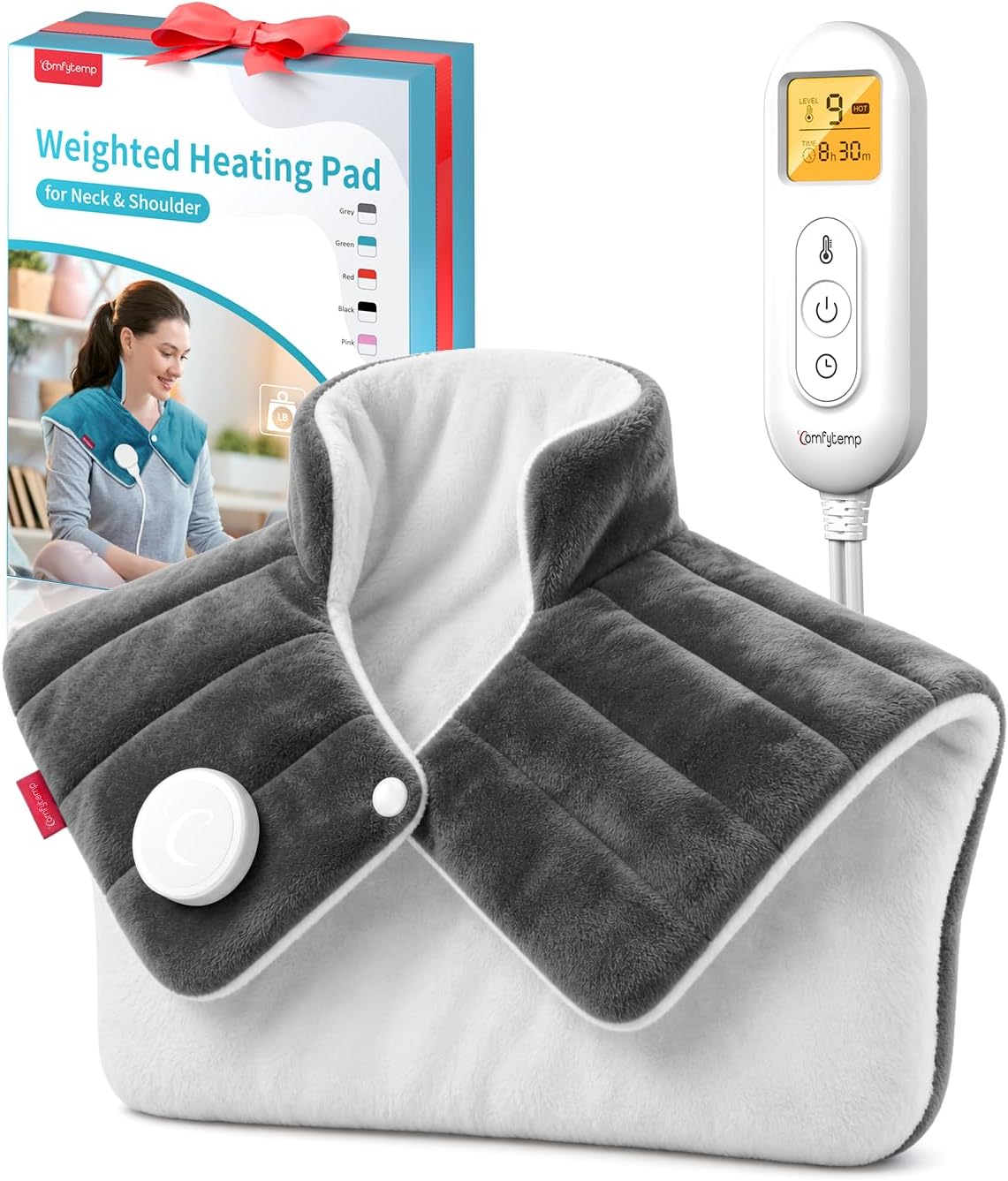 Detalle de Comfytemp K9015 Weighted Heating Pad for Neck and Shoulders, Machine-Washable