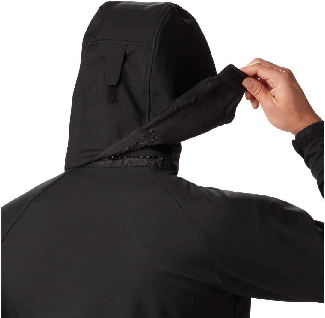 Detalle de Columbia Cascade Ridge 3 Softshell da uomo: giacca softshell impermeabile con cappuccio regolabile