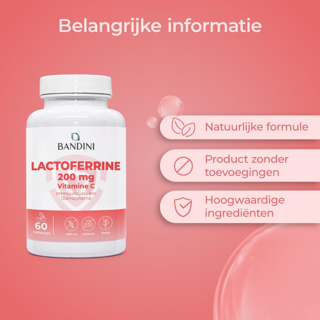 Detalle de BANDINI Lactoferrine-capsules met 200 mg lactoferrine en vitamine C