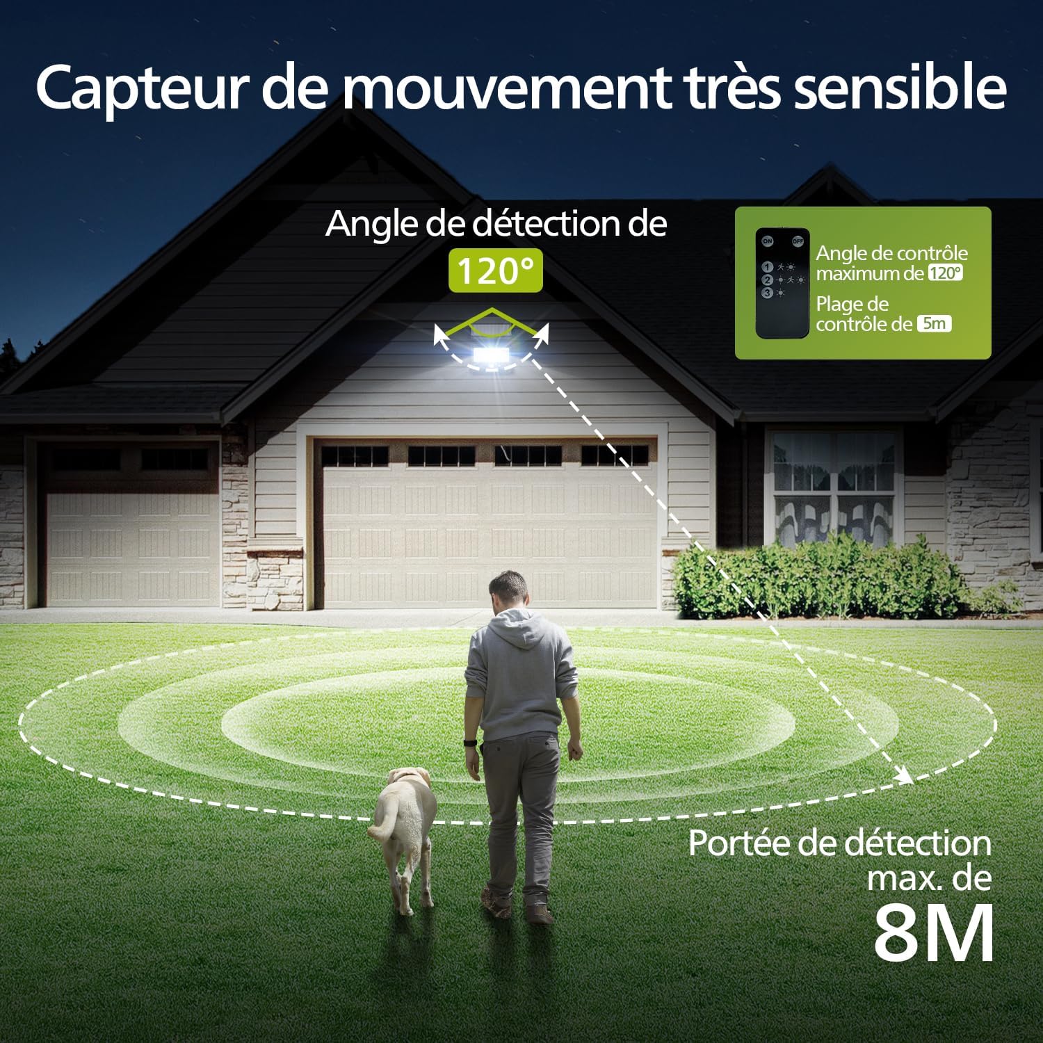 Thumbnail 3 de Philips Lampe de sécurité solaire d'extérieur LED 6500K – projecteur mural IP65 avec capteur PIR et télécommande