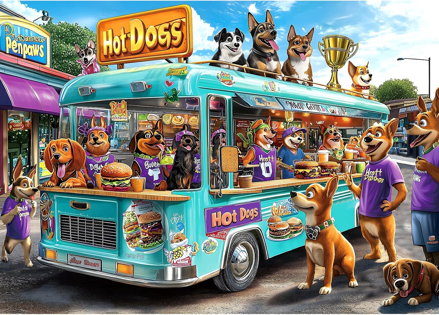 Detalle de Blueforest 1000-piece Cartoon Dogs Puzzle 🧩