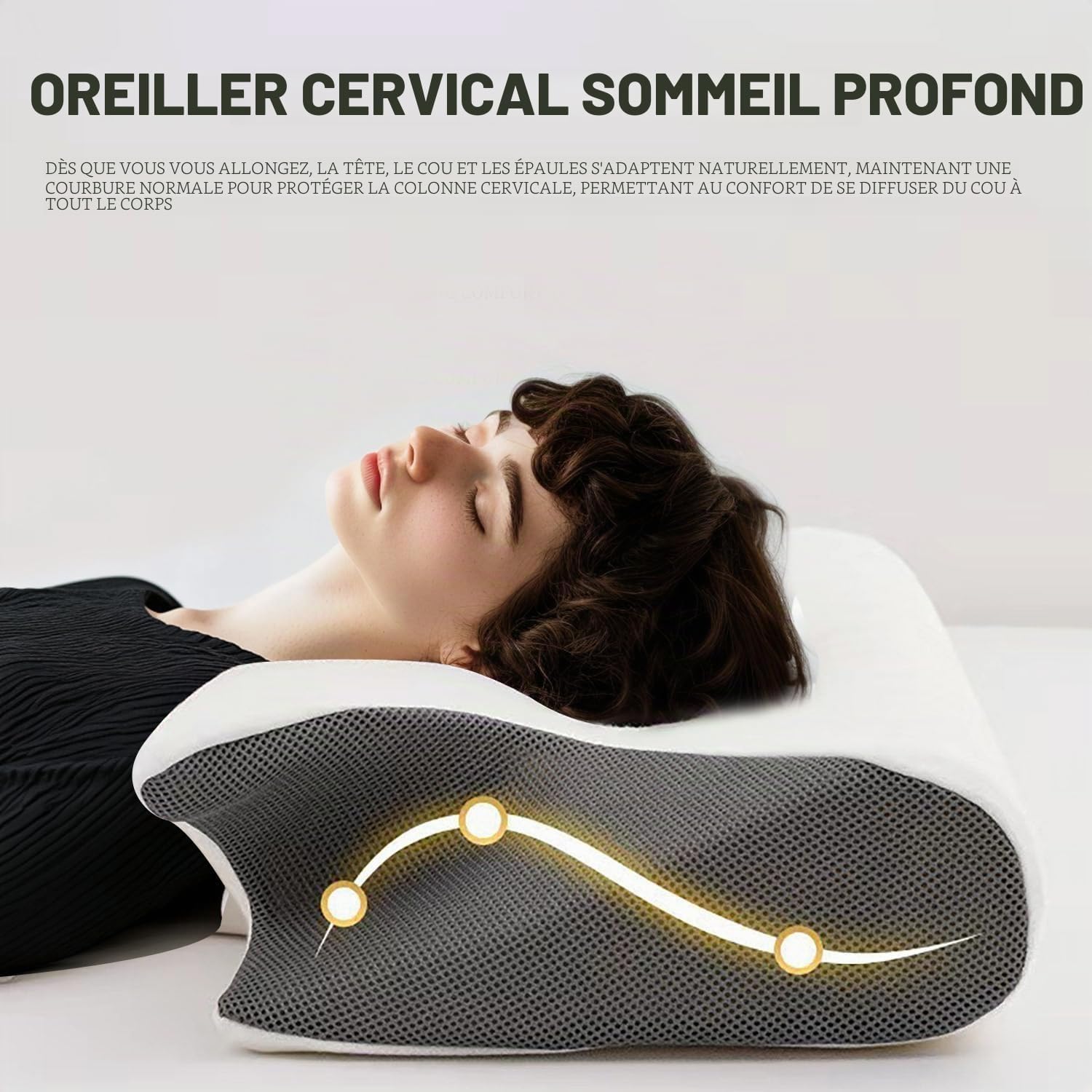 Detalle de Purova Oreiller Ergonomique Cervical – 2 en 1 mémoire de forme, soutien cervical adaptatif