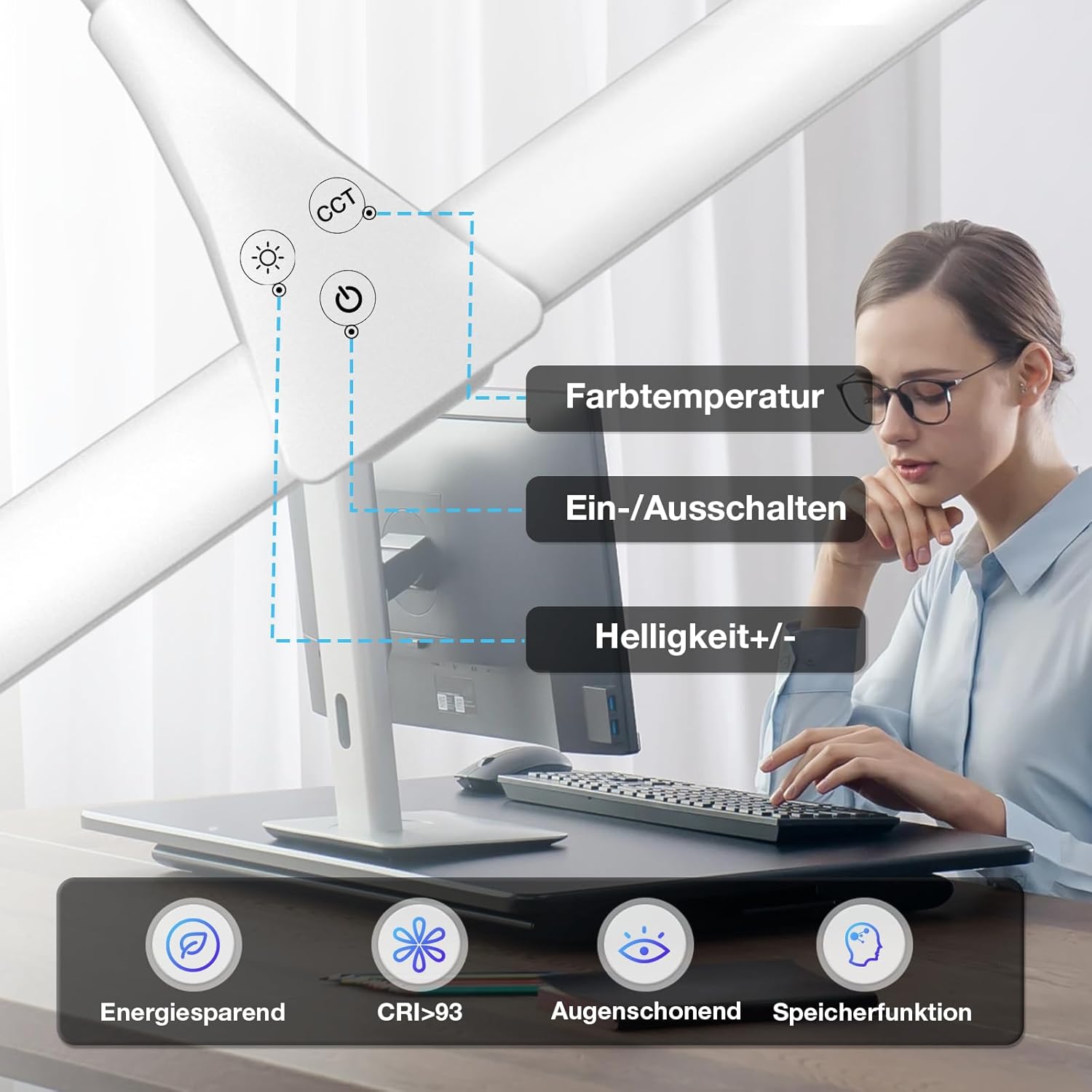 Thumbnail 2 de Hensam LED Schreibtischlampe 80 cm 💡