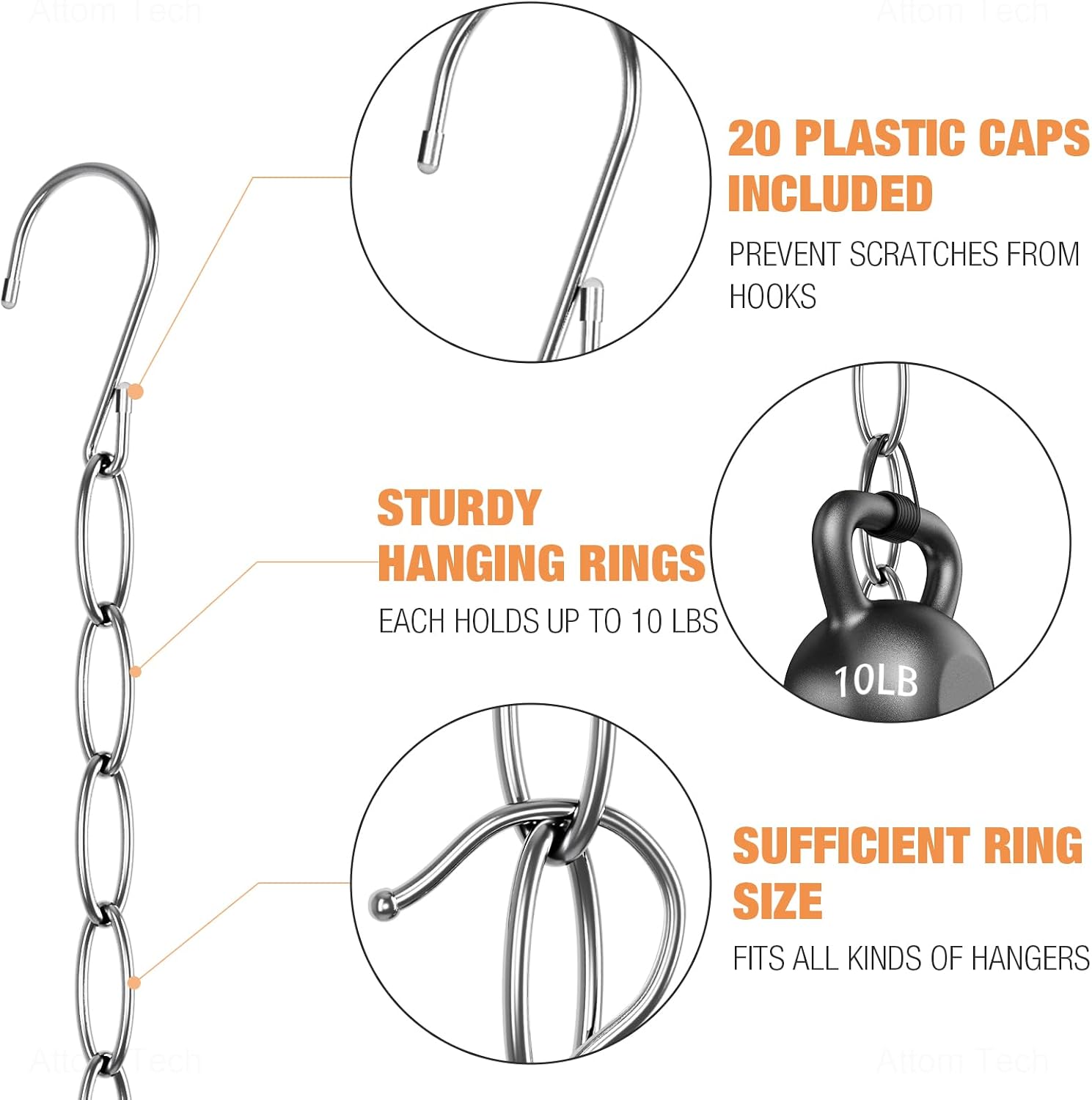 Detalle de NiHome Space Saving Hangers 10-Pack, Metal 7-Loop Foldable Closet Organizers