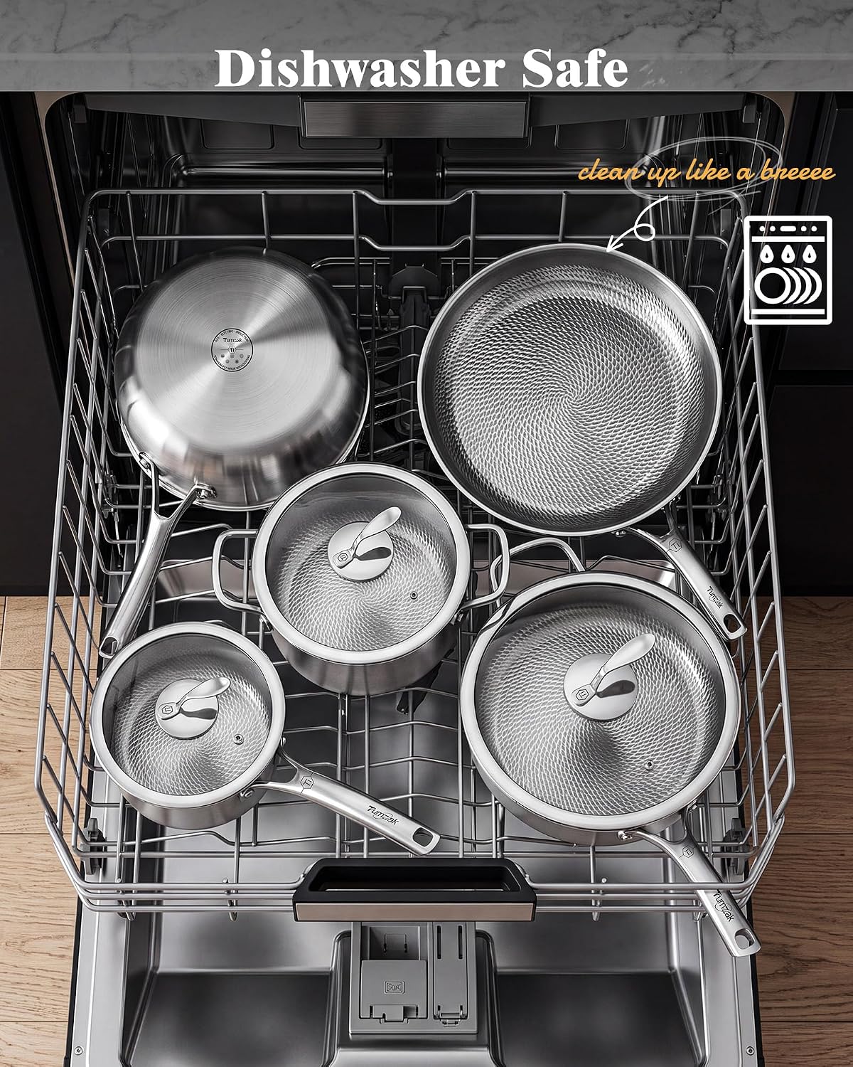 Thumbnail 6 de Tumzak Titanium Pro Pan 8-Piece Cookware Set, Hammered Nonstick Titanium