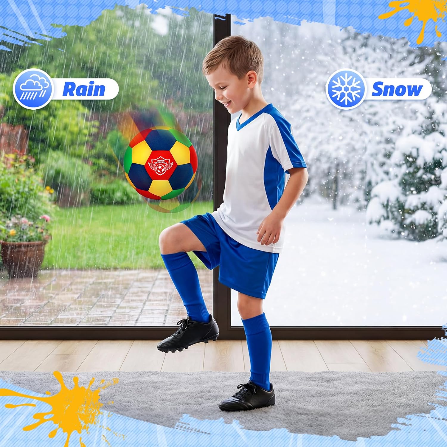 Detalle de HopeRock IB001-1 Indoor Soccer Ball, Size 4 Soft Foam for Kids