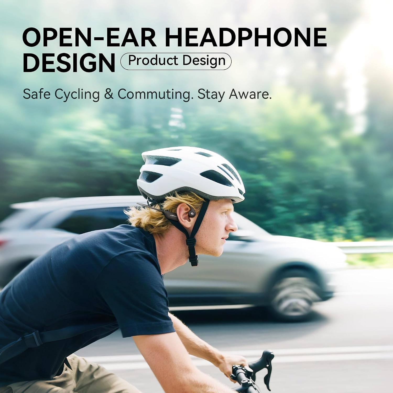 Detalle de Rhyfell Casque à conduction osseuse Bluetooth 6.0 – Écouteurs Sport Oreilles Libres, IPX5, 28 g