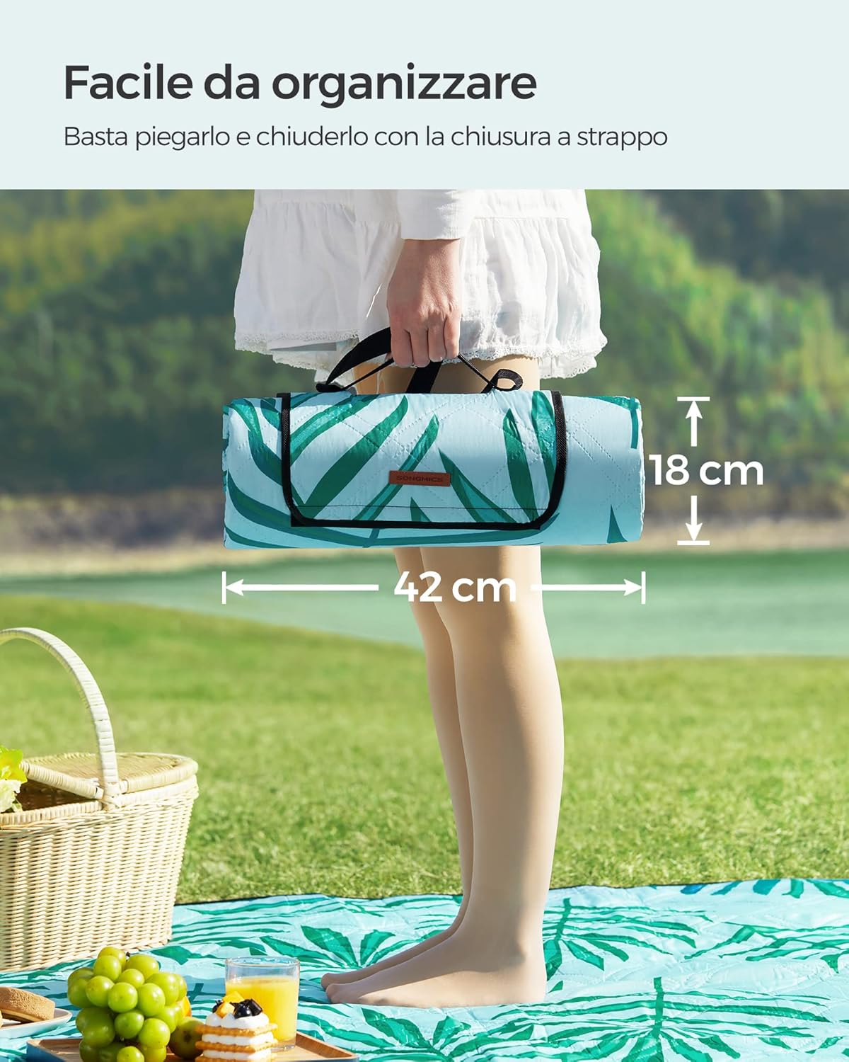 Thumbnail 6 de SONGMICS Coperta Picnic 200x200 cm GCM087Q01: grande, impermeabile e leggera