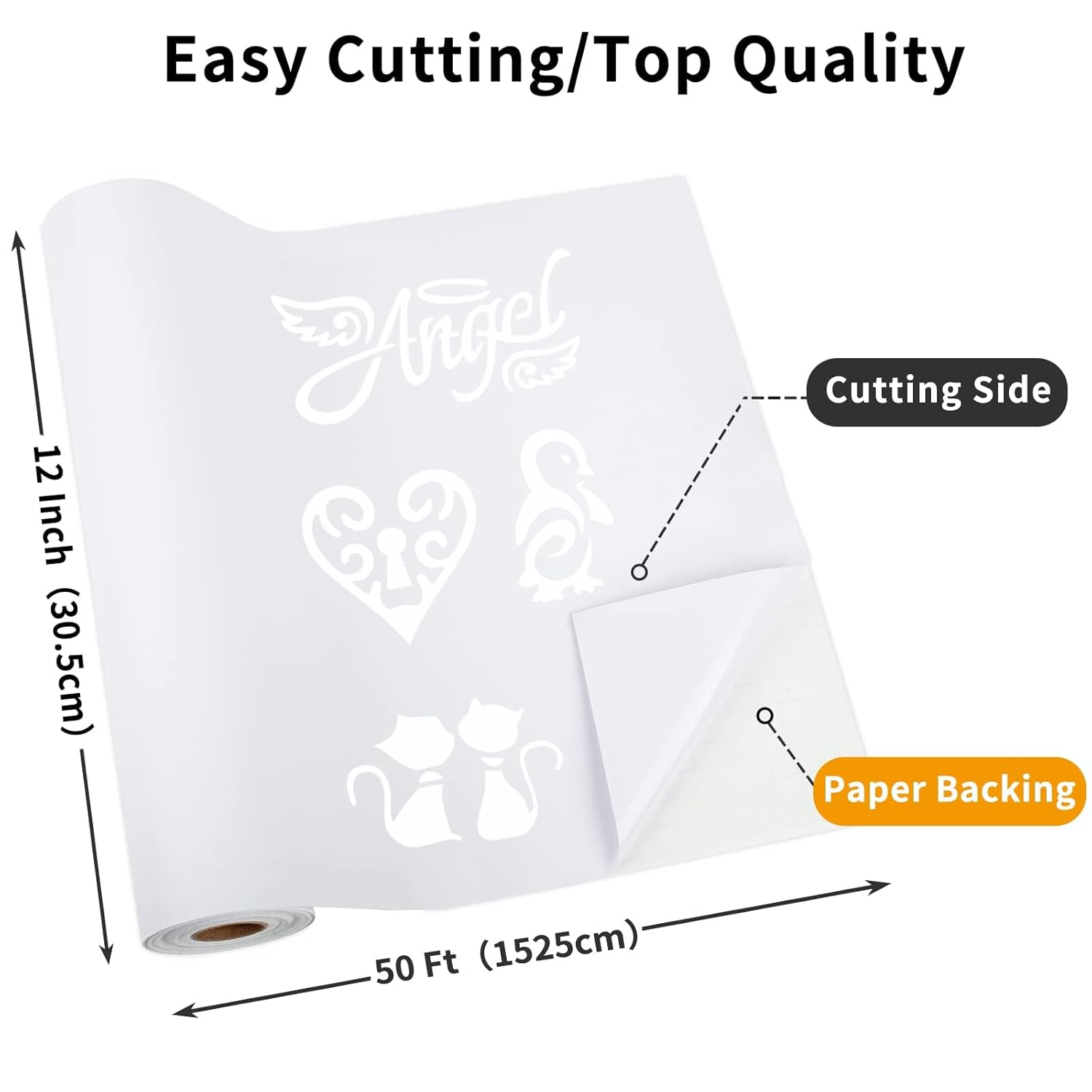 Thumbnail 1 de Huaxing Matte White Permanent Adhesive Vinyl Roll, 12 in x 50 ft