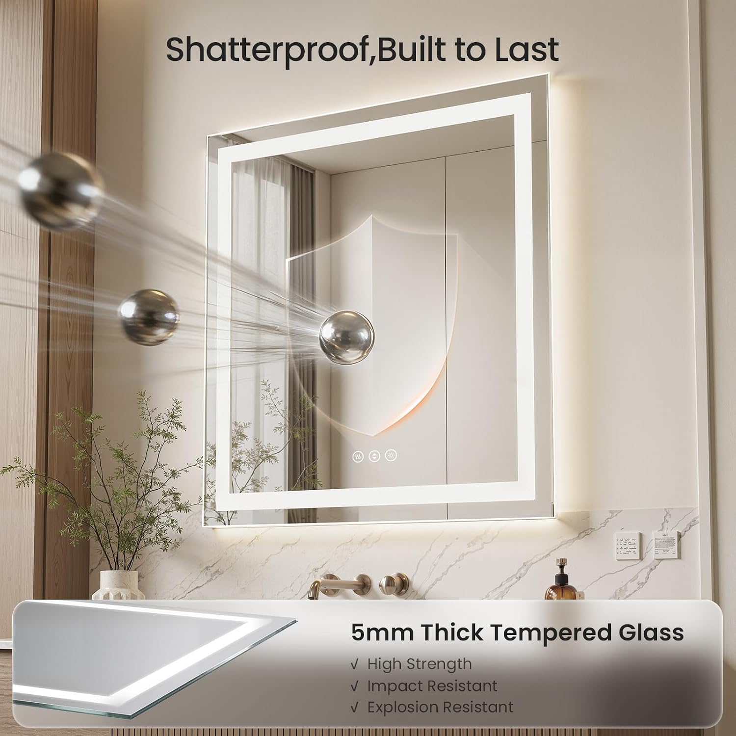 Detalle de Hiefcce LED Bathroom Mirror 40x32
