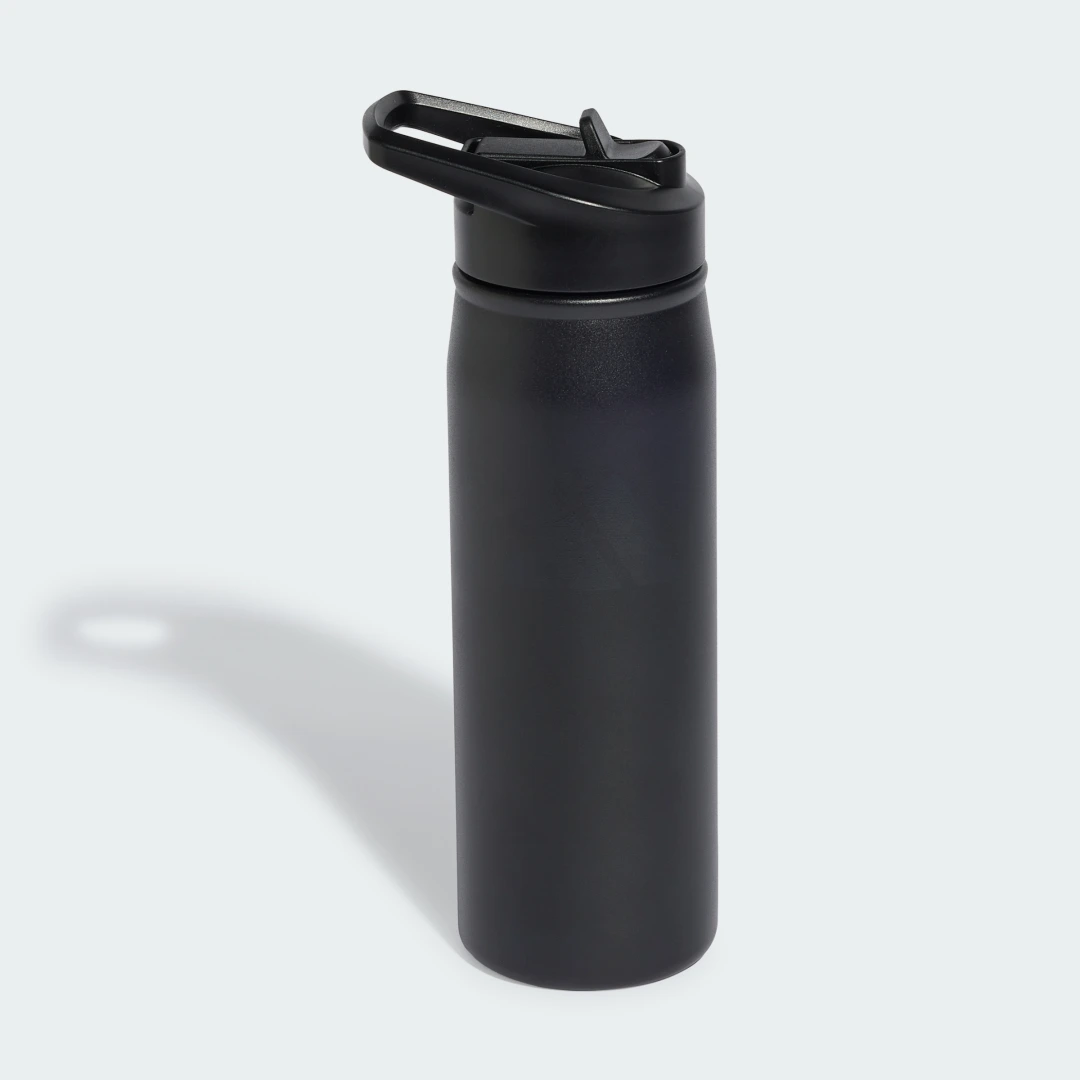 Detalle de Botellín metálico con pajita Adidas, 0,6 L – color negro