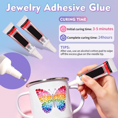 Thumbnail 2 de Easyojoy 48Colors Jelly Rhinestones Bedazzling Kit (45,000pcs) with Glue, Pens and Tweezers