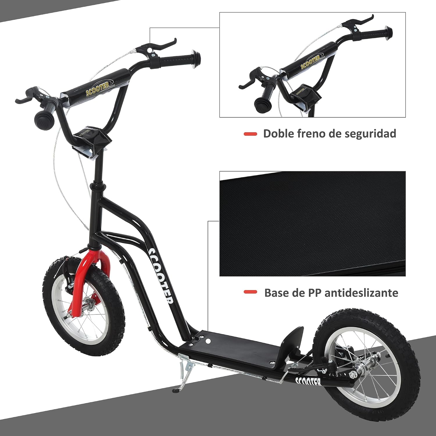 Detalle de HOMCOM Patinete infantil con manillar ajustable 75–80 cm