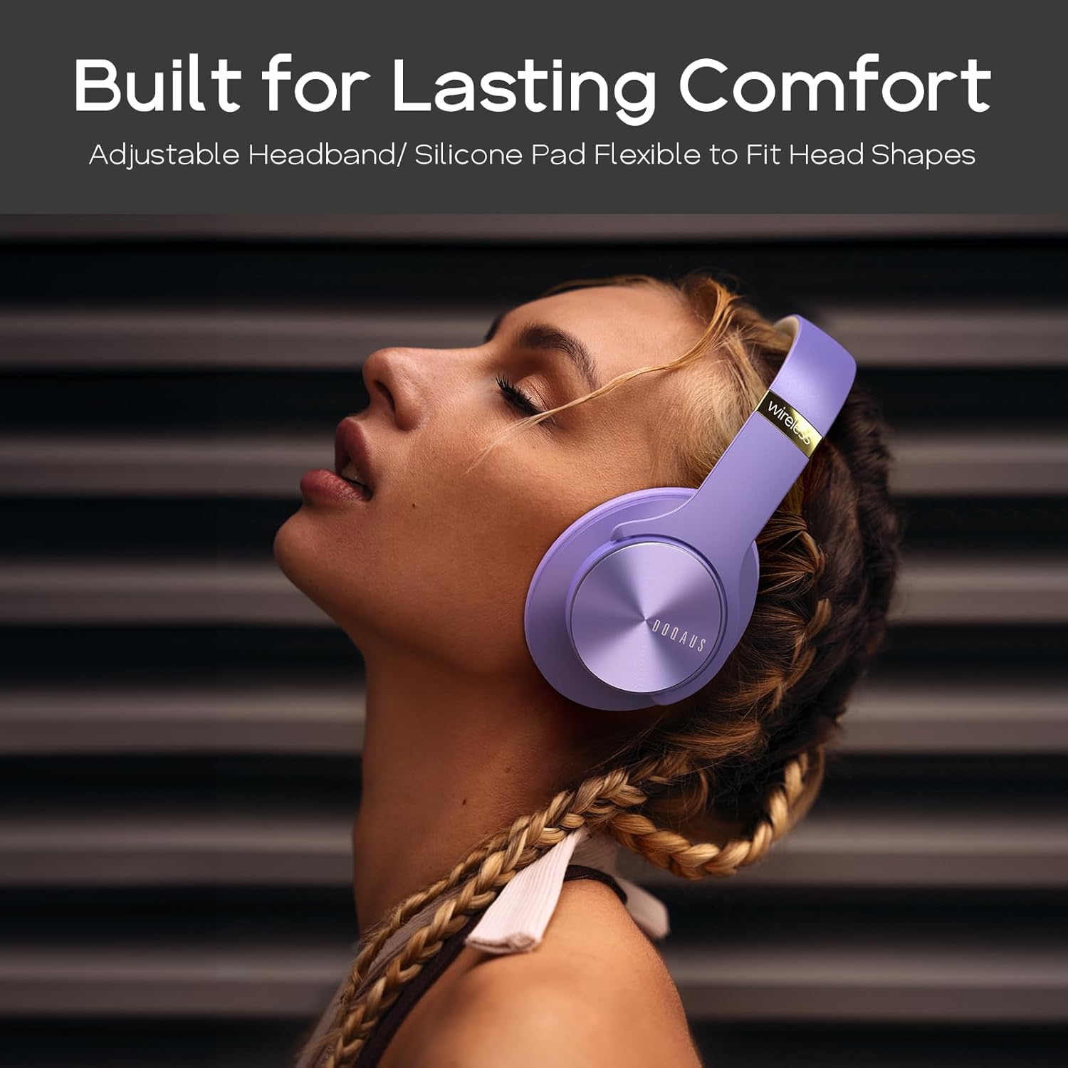 Thumbnail 2 de DOQAUS Bluetooth Headphones Over Ear with 90H Playtime — 5.3 BT, 3 EQ Modes, Foldable & Mic (Purple)