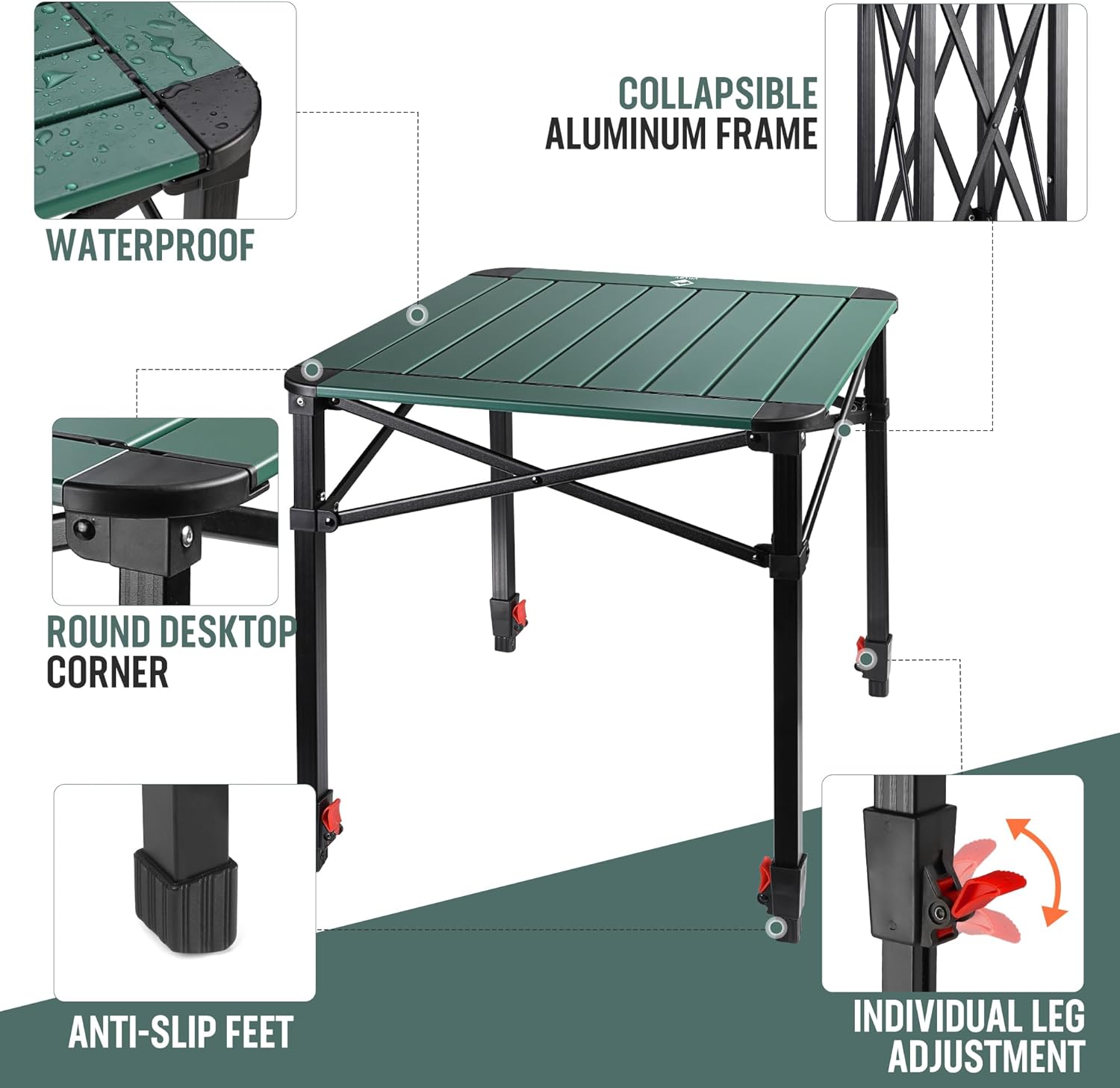 Thumbnail 3 de VILLEY Camping Table Folding: Lightweight, Adjustable Aluminium Camp Table