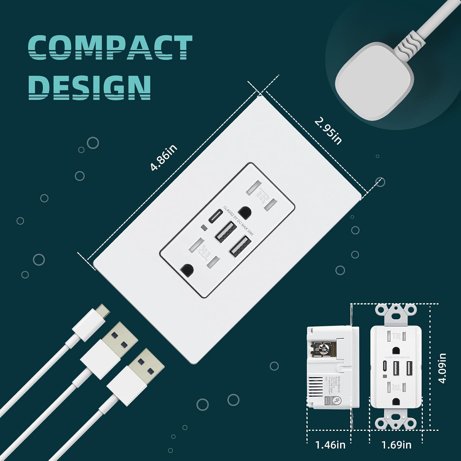 Detalle 1 de TOPELER USB wall outlet 30W