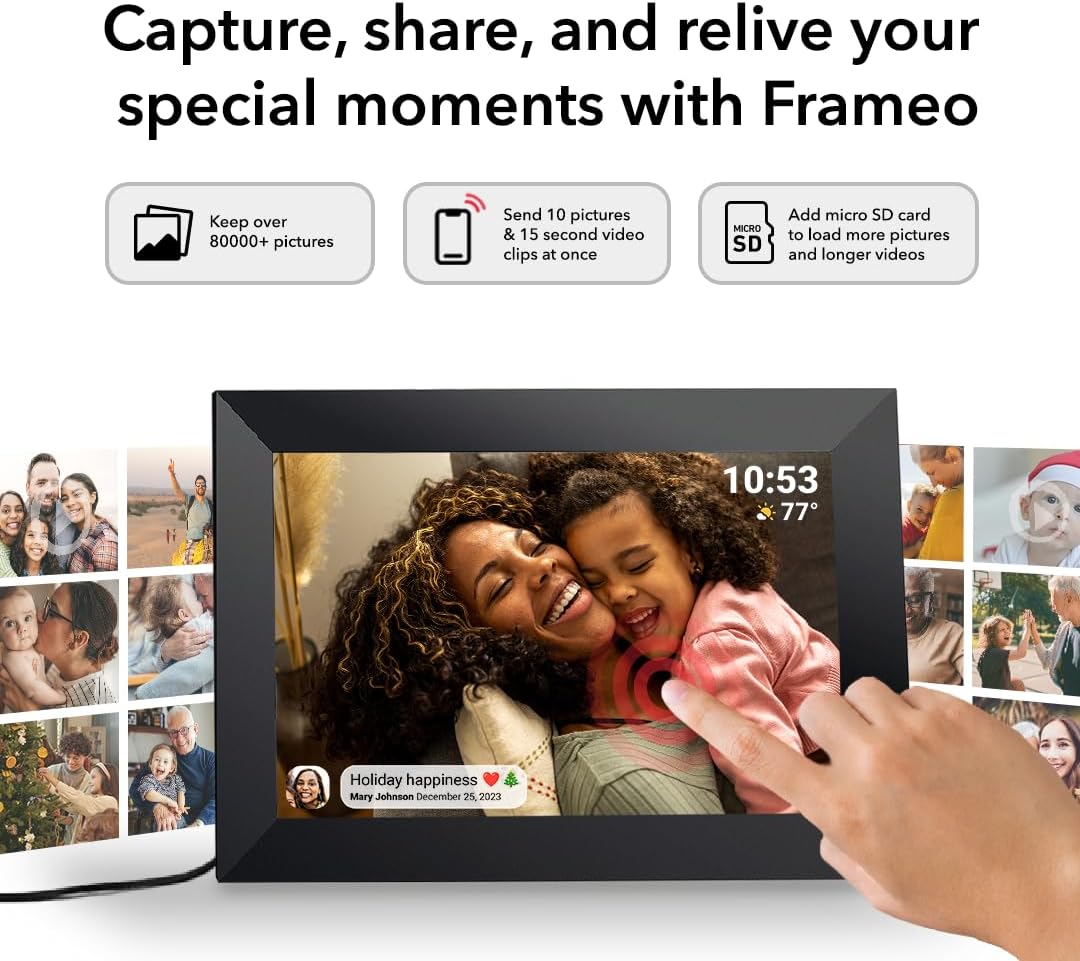 Thumbnail 3 de Frameo 10.1-Inch WiFi Digital Picture Frame (32GB Storage) with 1280×800 IPS Touchscreen