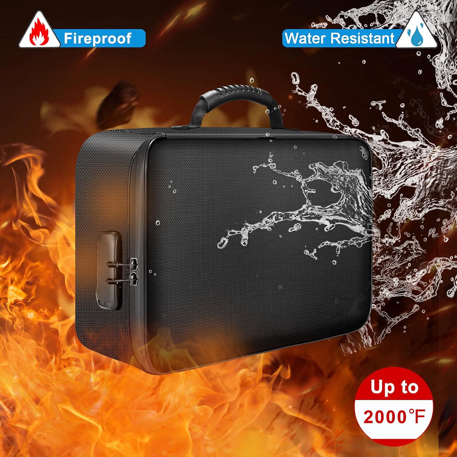 Thumbnail 1 de Tamfile Fireproof Document Box (Large) 14.2'' x 10.6'' x 4'' – 3-Layer Fireproof & Water-Resistant Storage with Lock