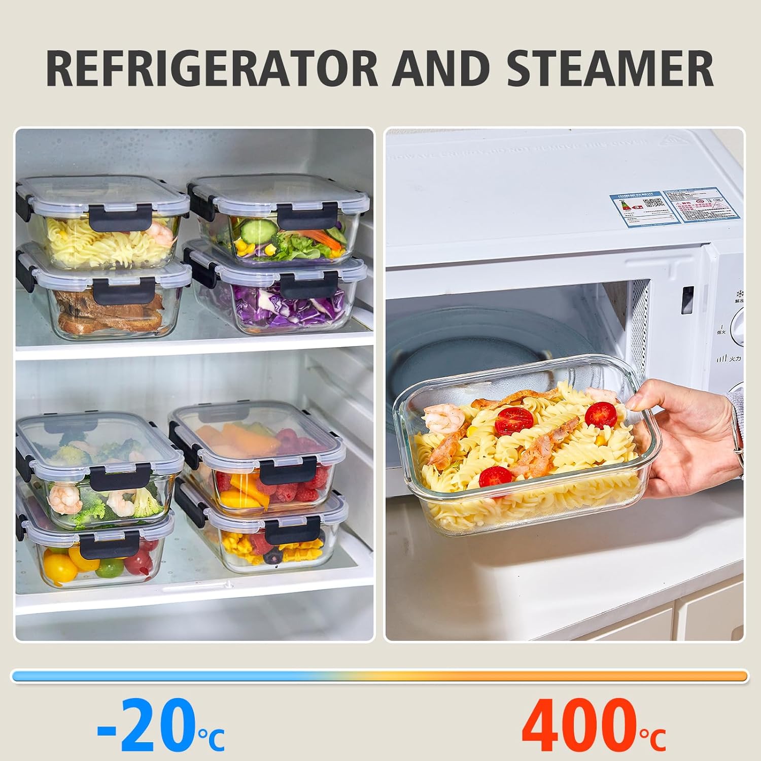 Thumbnail 5 de Liuruiyu 8 Pack 36OZ Glass Food Storage Containers with Lids