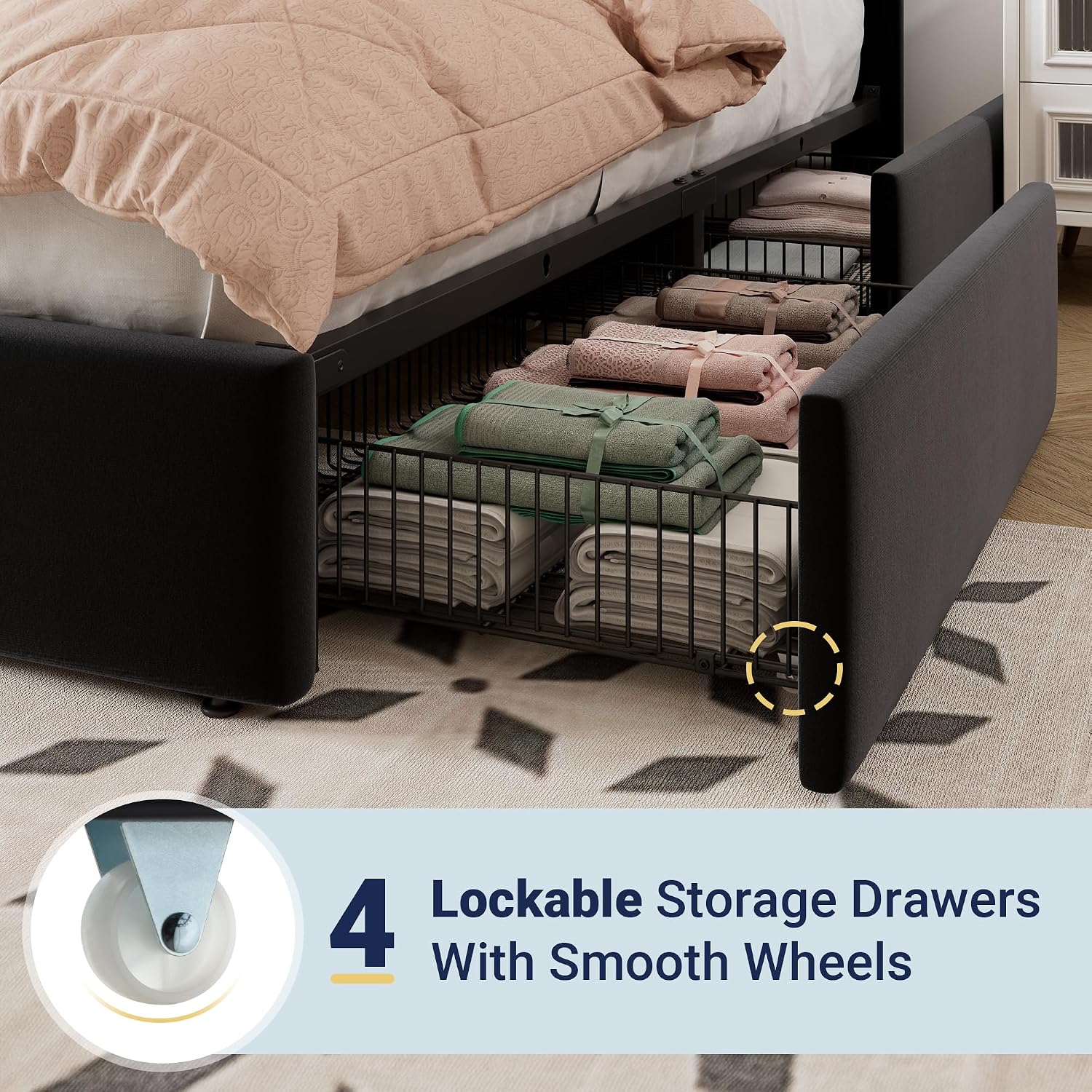 Detalle 1 de Allewie King Storage Bed Frame