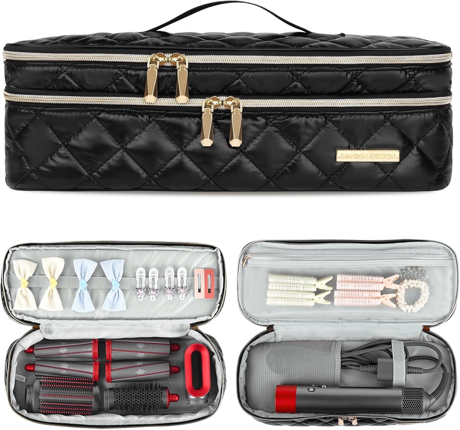 Detalle de CANBOX Travel Carrying Case for Hair Dryer Tools (Shockproof Double-Layer) – Black