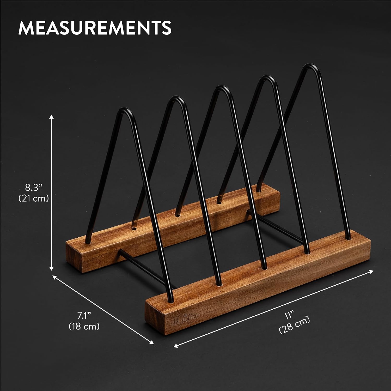 Detalle 1 de Big Fudge Acacia Wood Vinyl Record Holder, 30–40 LP Capacity, Scratch-Resistant Base