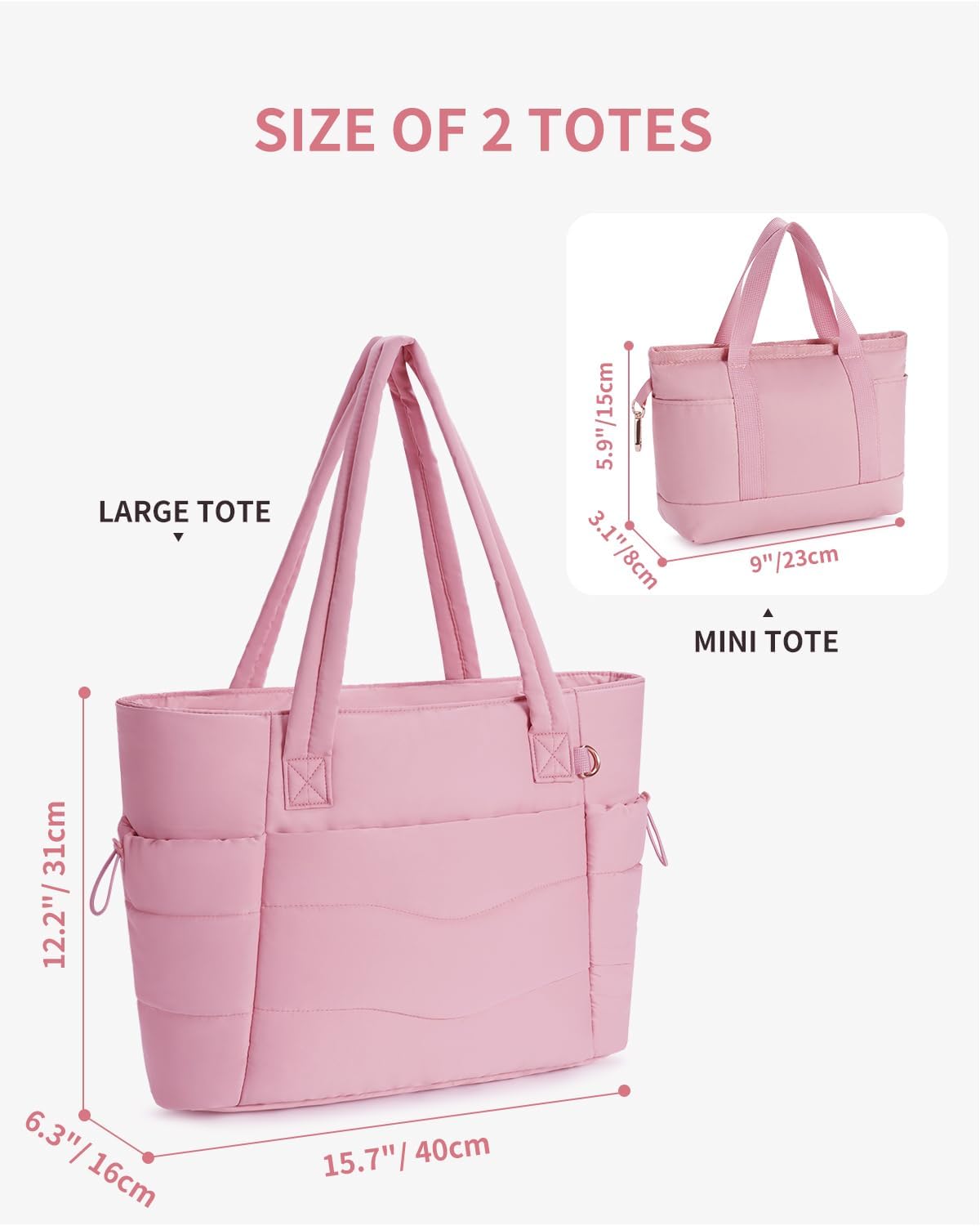 Thumbnail 6 de Wandering Nature Tote Bags for Women with Zipper (Set of 2) — 15.6 Inch Laptop Compartment & 40oz Bottle Pocket