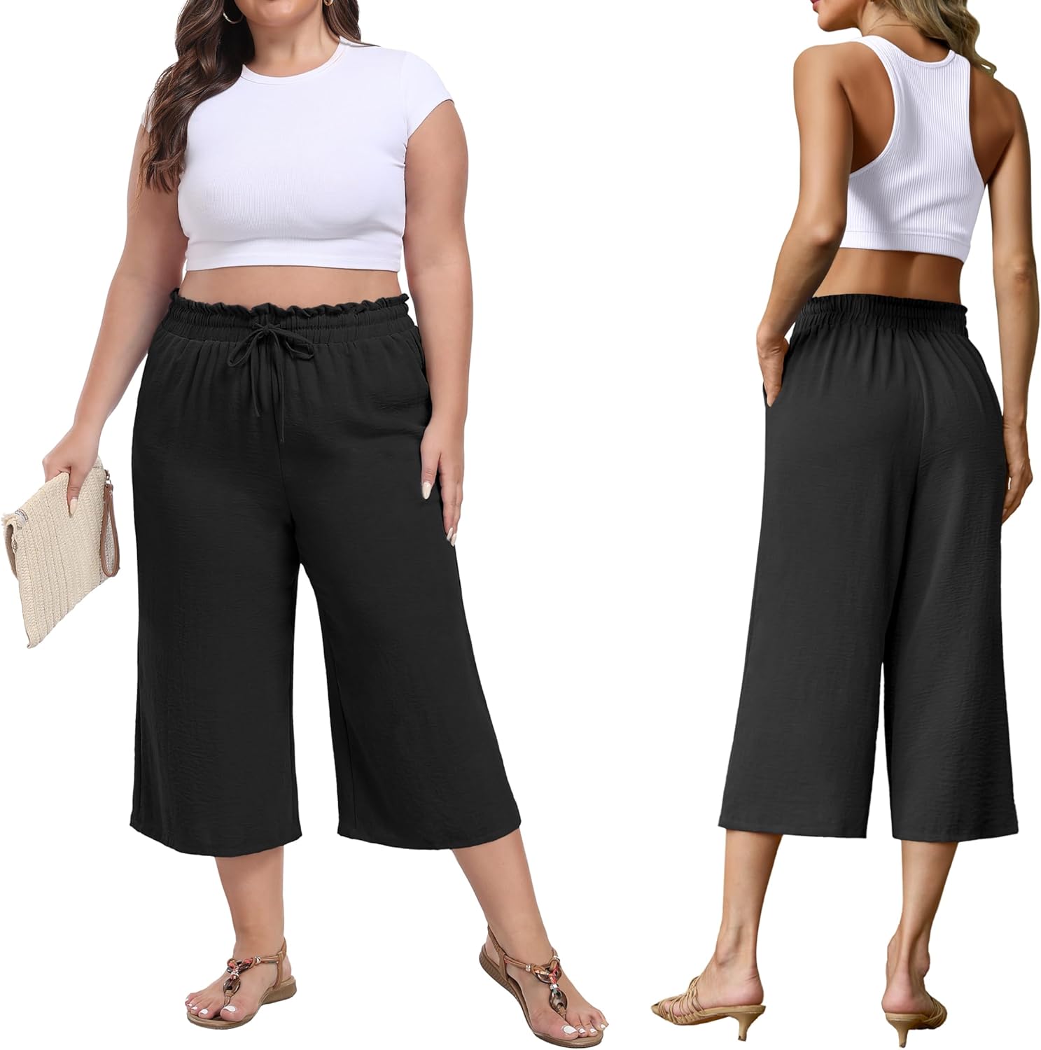 Thumbnail 1 de FREEOAK Capri Pants High Waisted Wide Leg