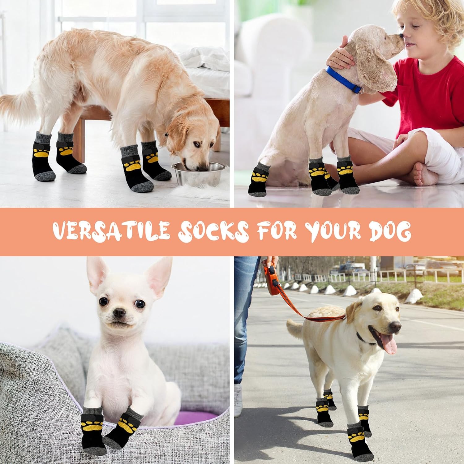 Thumbnail 6 de 2 Pairs Anti Slip Dog Socks Paws Stop Licking – Large (L) Dog Paw Protectors with Adjustable Straps