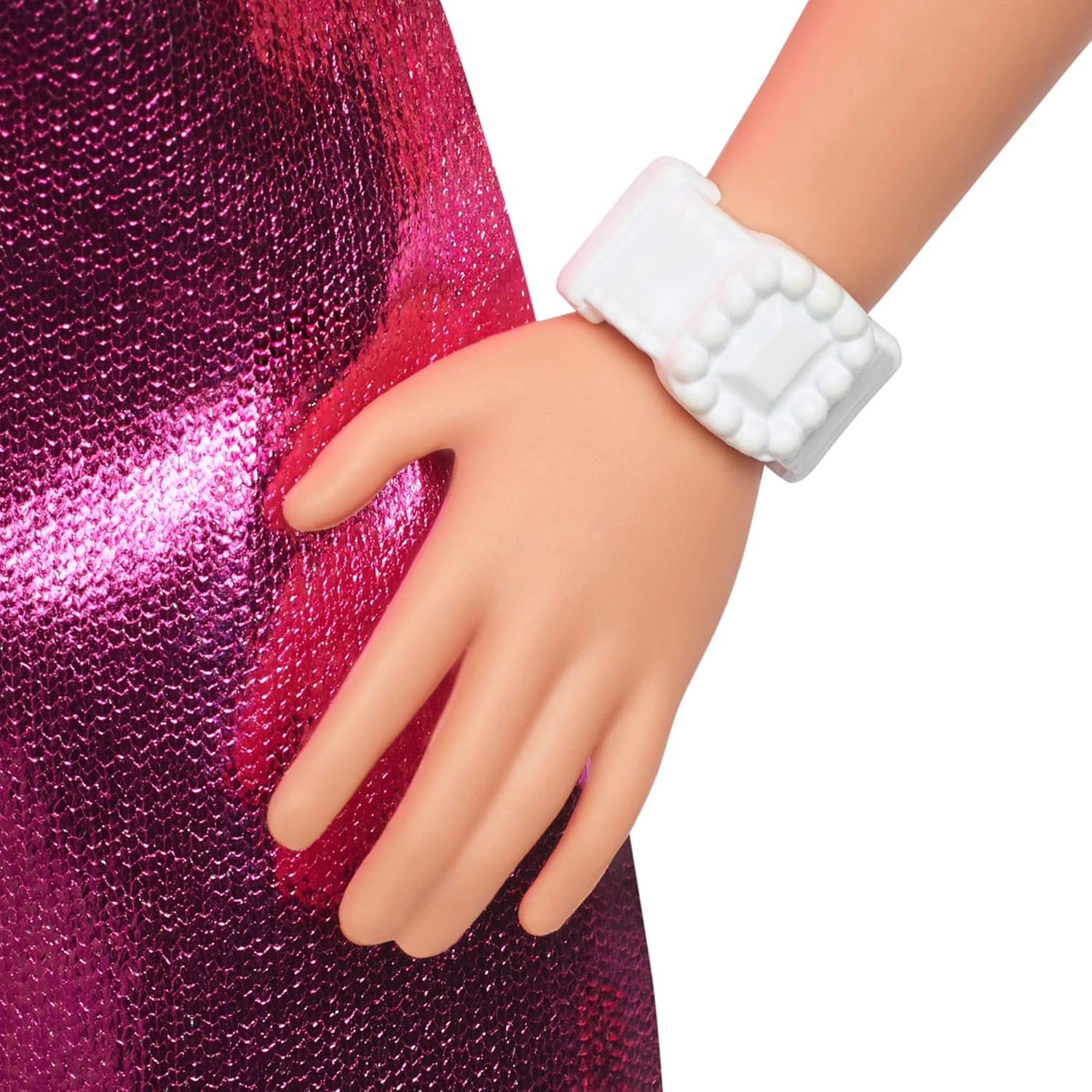 Thumbnail 4 de Barbie Fashionistas Puppe Nr. 230 HYT88 mit blondem Haar im rosa Metallic-Minikleid