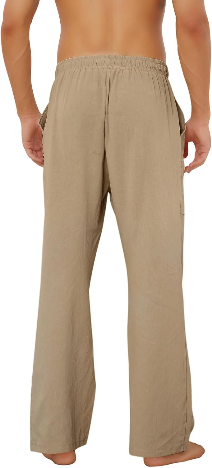 Thumbnail 6 de Puimentiua Cotton Linen Pants for Men – Casual Loose Fit with Drawstring Waist