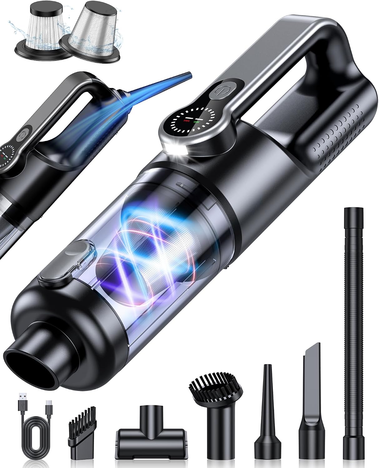 Detalle de FAOGO WX22-Ultra Cordless Handheld Vacuum and Blower, 36,000 Pa, HEPA, LED