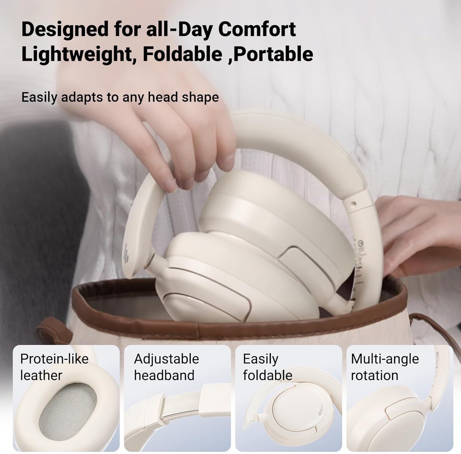 Detalle 1 de Edifier V80 Wireless Over-Ear Kopfhörer mit -44 dB ANC, Hi-Res (kabelgebunden), 45 Std. Akku und Bluetooth 5.4