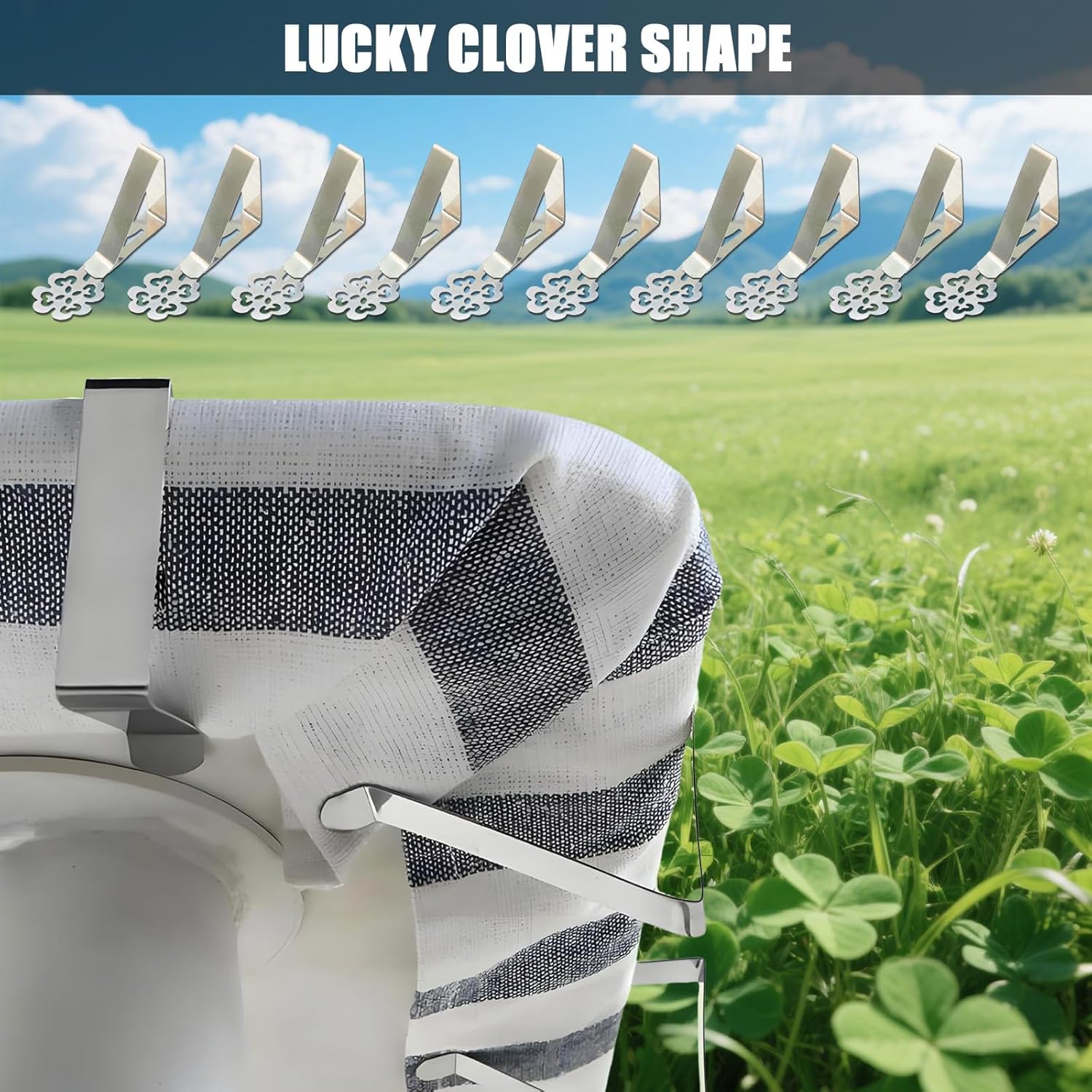 Thumbnail 5 de Lucky Clover Tablecloth Clips for Outdoor Thick Tables – 10 Pack, Heavy-Duty Stainless Steel