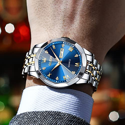 Detalle de OLEVS Montre Homme Quartz Index Diamants Acier Inoxydable Étanche Lumineuse Date – Luxe pratique