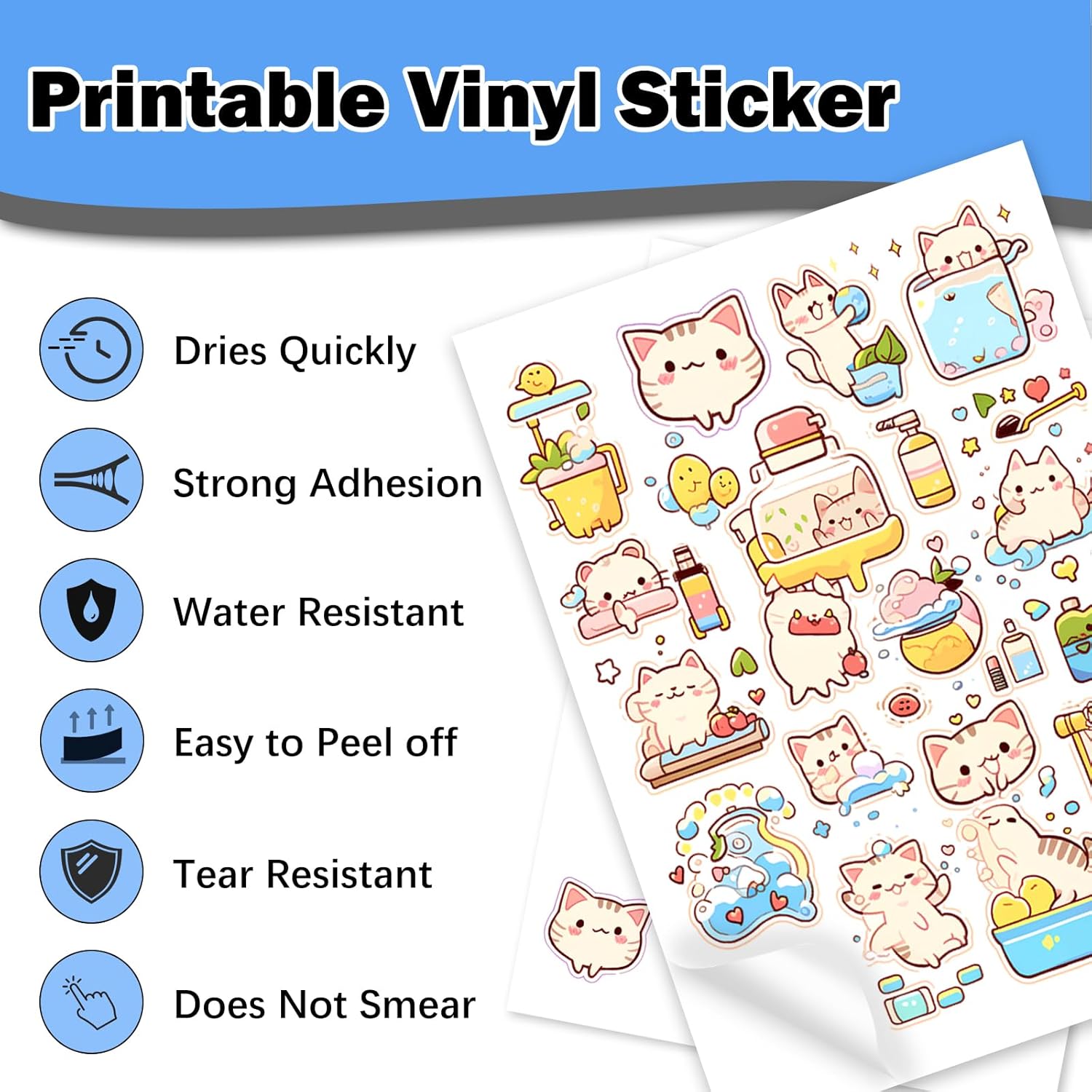 Thumbnail 3 de Ruibytree bedruckbares glänzendes Vinyl-Aufkleberpapier für Tintenstrahldrucker – A4 (30 Blätter, 297 × 210 mm)