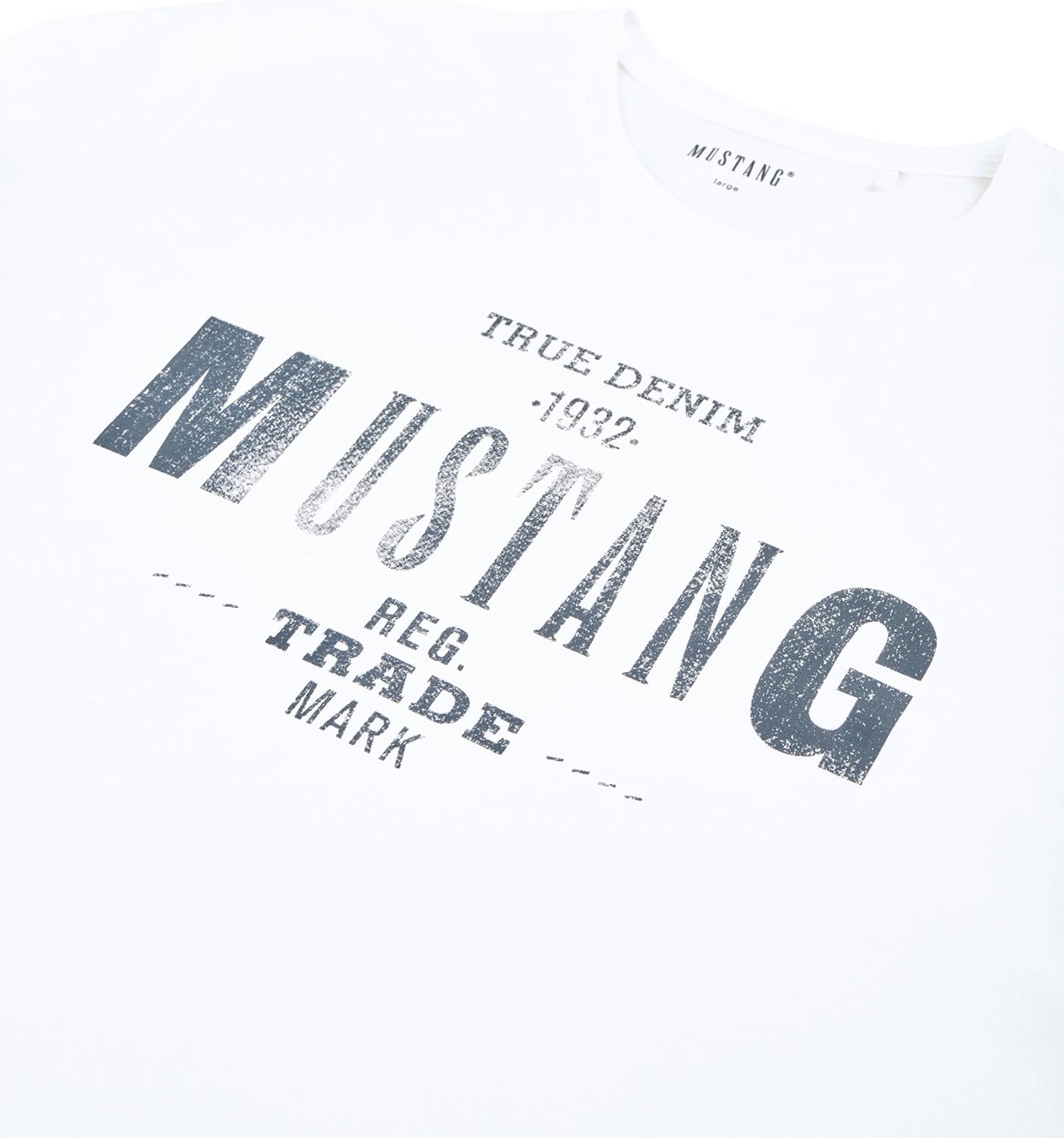 Thumbnail 6 de MUSTANG Herren T-Shirt Regular Fit (4er-Set) aus Baumwolle mit Rundhals – Kurzarm Sommer-Shirts in Schwarz/Weiß/Grau/Blau/Grün