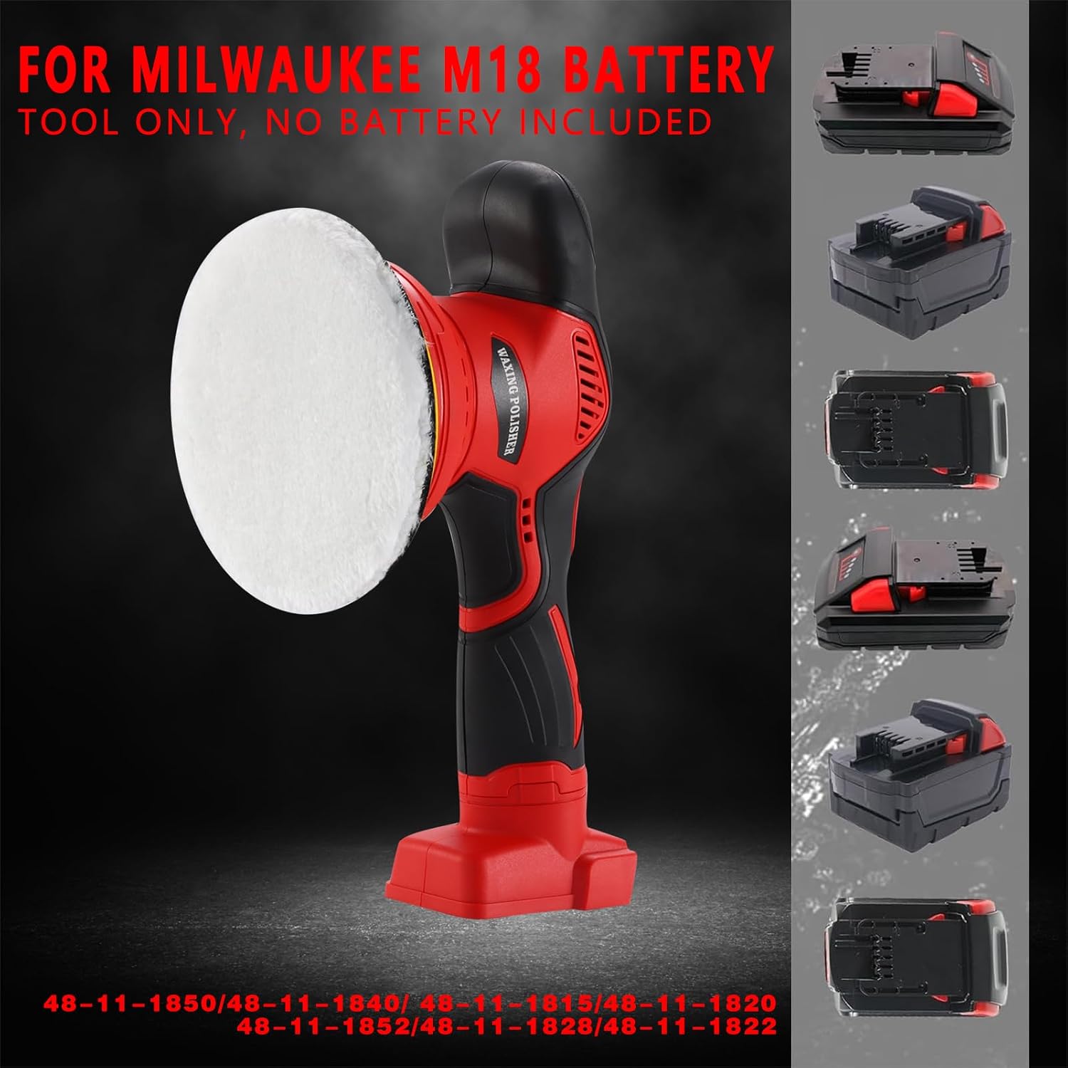 Detalle 2 de Alrigon Red 6-Inch Cordless Orbital Buffer, Brushless Motor, 6 Speeds
